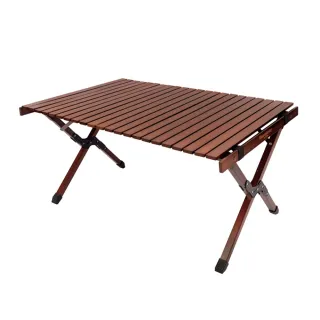 【Mountain Hiker】天然櫸木蛋捲桌 60x45x36cm(摺疊收納桌 露營桌 野餐桌)