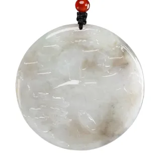 【漢石齋】天然A貨 飄花種翡翠 俏江南玉佩吊墜(55*55*4mm)