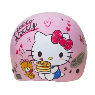 【HELLO KITTY】鬆餅Kitty兒童機車安全帽-粉紅色(贈短鏡片-速)