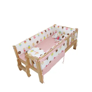 【HABABY】新生兒套組-三面護欄 床型180x100(3種尺寸、多款花色 內含床單、被套、枕套、三面床圍)