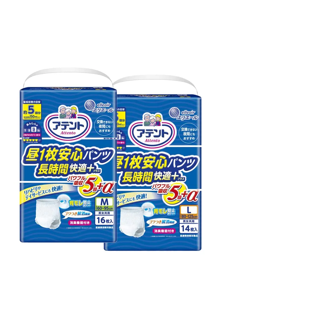 【日本大王】愛適多 長時間膚適安心褲型5回吸收男女共用M-L_3包/箱(箱購)