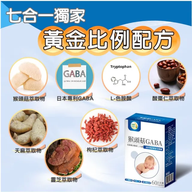 【辰鑫生技】猴頭菇GABA一夜好眠舒壓素食膠囊3盒組共180顆(猴頭菇;GABA;色胺酸;酸棗仁)