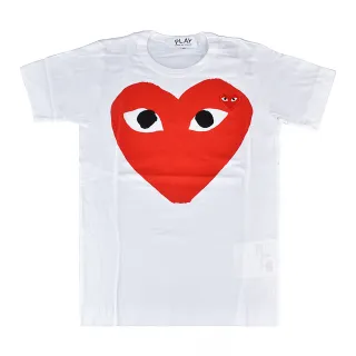 【川久保玲】COMME DES GARCONS PLAY川久保玲大小愛心刺繡LOGO短袖T恤(白)