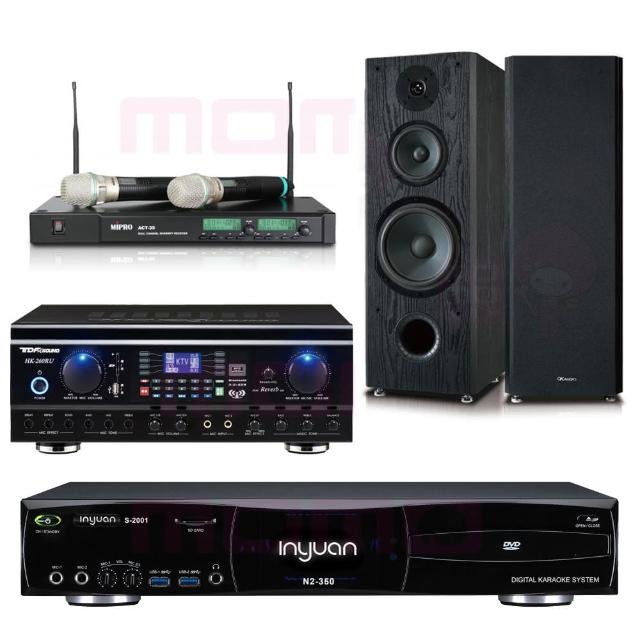 【音圓】S-2001 N2-350+TDF HK-260RU+ACT-35B+OKAUDIO OK-801B(點歌機4TB+擴大機+無線麥克風+喇叭)