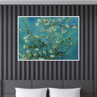 《盛開的杏樹》梵谷．後印象派 世界名畫 風景油畫 80*60cm