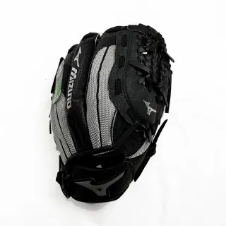 【MIZUNO 美津濃】6-10Y少年用棒球手套密網檔約11吋黑x銀(312724 R)