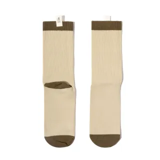 【WARX】薄款經典小標撞色高筒襪-燕麥(除臭襪/機能襪)