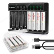 【日本富士通Fujitsu】低自放電3號1900mAh充電電池組3號8入+Dr.b@ttery八槽USB電池充電器+送電池盒*2