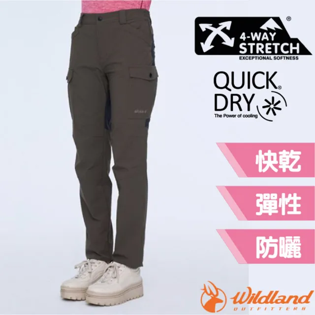 【Wildland 荒野】女 N66彈性抗UV超潑多袋拼接褲.休閒運動長褲(0B01331-105 摩卡色)