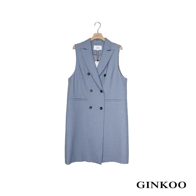 【GINKOO 俊克】長版西裝背心外套