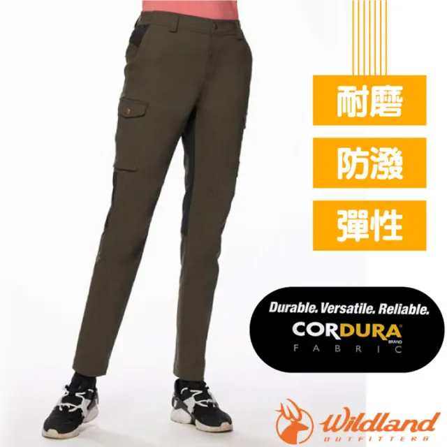 【Wildland 荒野】女 彈性CORDURA四季款拼接褲.多口袋休閒機能長褲(0A92317-150 灰濛綠)