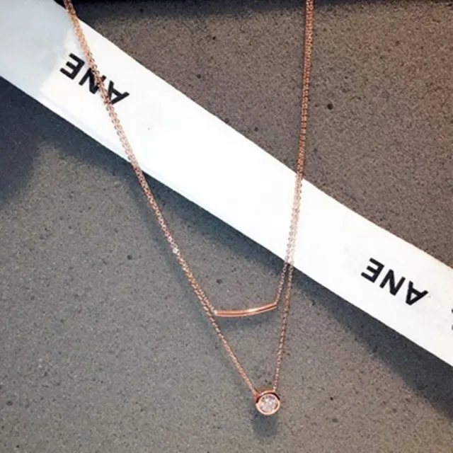 【米蘭精品】現貨+預購 玫瑰金項鍊鑲鑽吊墜(時尚精緻簡約情人節生日聖誕節交換禮物女飾品73jp23)