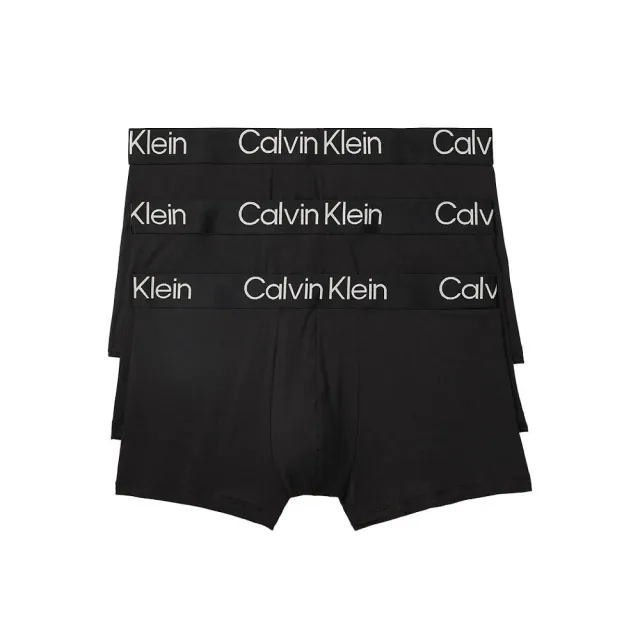 【Calvin Klein 凱文克萊】CK 凱文克萊 男士內褲 超柔軟現代莫代爾 貼身短版平口四角內褲(CK 黑色3件組)