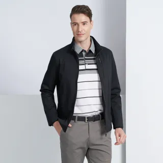 【pierre cardin 皮爾卡登】休閒服飾 男款 石墨稀立領薄夾克外套-黑色(5225666-99)