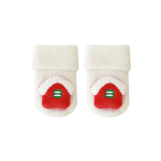 【Kori Deer 可莉鹿】毛圈加厚聖誕立體裝飾防滑嬰兒襪(保暖寶寶襪兒童襪嬰兒襪卡通童襪新年襪子)