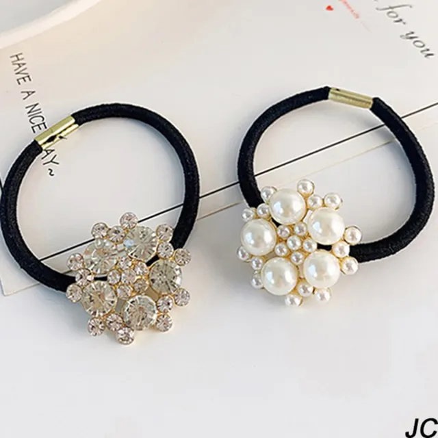 【JC Collection】韓國珍珠水鑽時尚多變化髮繩鬆緊髮圈(珍珠、水鑽)