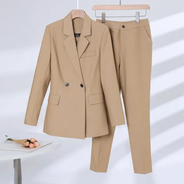 【米蘭精品】現貨+預購 西裝套裝兩件套(時尚修身外套長褲女職業西裝3色74ct8)