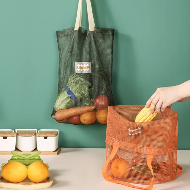【E.City】環保蔬果單肩購物收納網袋(2入 顏色隨機)