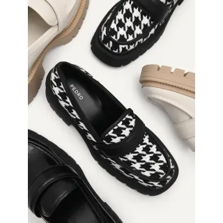 【PEDRO】千鳥格厚底樂福鞋-黑色2(小CK集團品牌 官方直營)