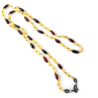 【KATE】銀飾獨家波羅的海天然琥珀眼鏡鏈口罩鏈(琥珀/琥珀眼鏡鏈/天然琥珀/項鍊/生日禮物/情人禮物)