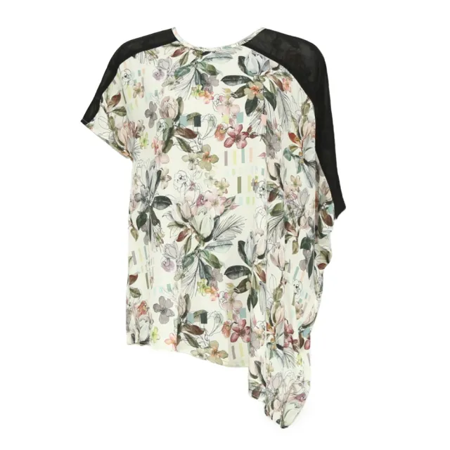 【ICHE 衣哲】Cop.Copine 法國原裝進口雪紡拼接短袖印花上衣