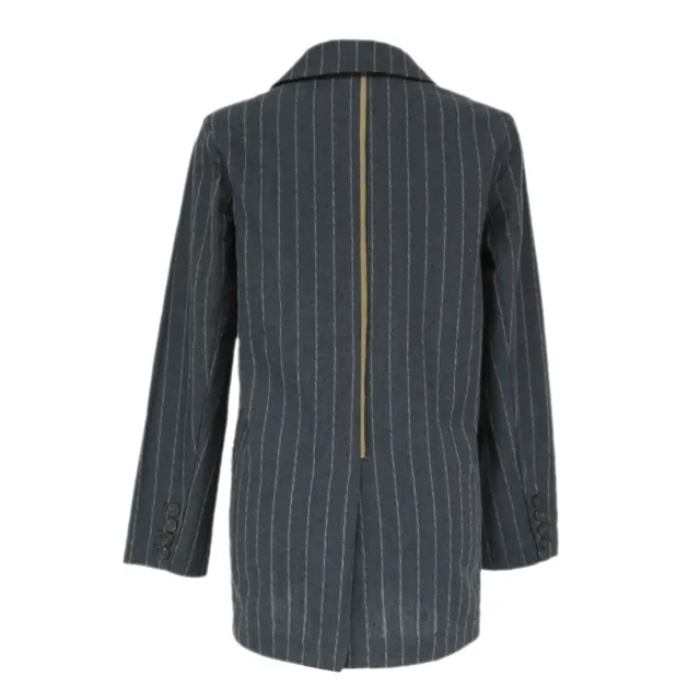 【ICHE 衣哲】Cop.Copine 法國原裝進口法式簡約直條紋挺版百搭西裝外套-藏藍