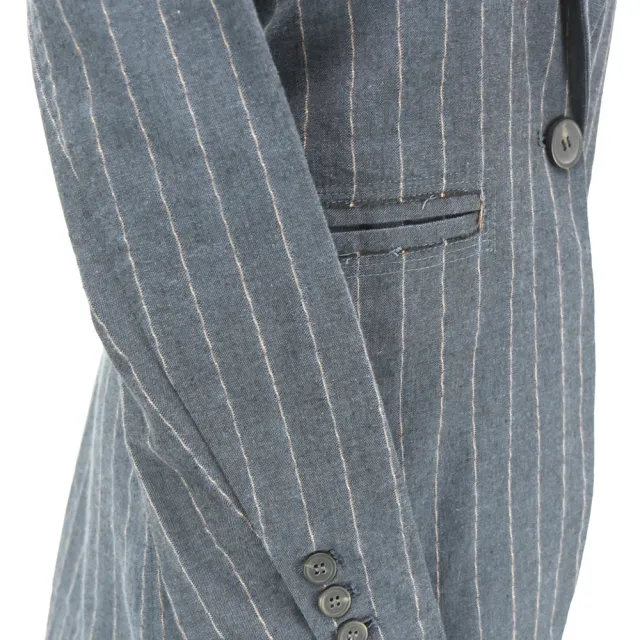 【ICHE 衣哲】Cop.Copine 法國原裝進口法式簡約直條紋挺版百搭西裝外套-藏藍