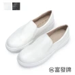 【FUFA Shoes 富發牌】純色縫線壓紋懶人鞋-黑/白 1BC75(女鞋/女懶人鞋/小白鞋/便鞋)