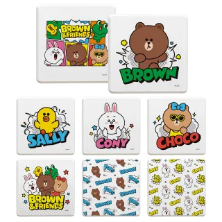 【收納王妃】LINE FRIENDS 熊大 莎莉 漫畫風系列 硬式珪藻土 吸水杯墊 杯墊 2入/組(尺寸:10x10x0.9cm)