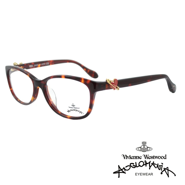 Vivienne Westwood 光學鏡框優雅愛心LOGO造型英倫風-琥珀紅-AN274 04(琥珀紅-AN274 04)