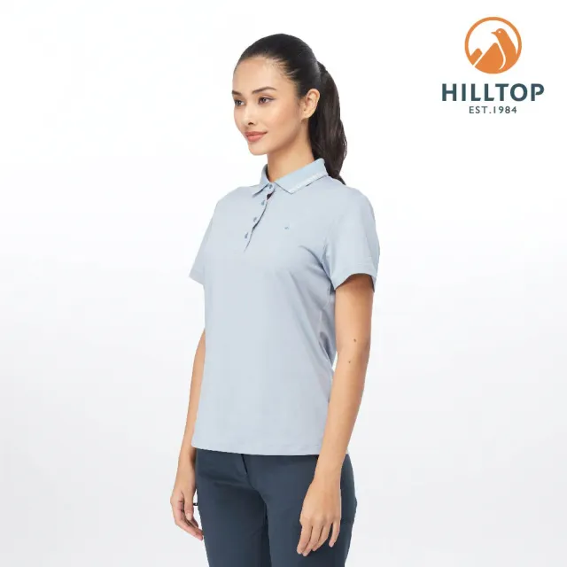 【Hilltop 山頂鳥】Jungle Jacquard Polygiene 女款抗菌吸濕快乾抗UV POLO衫 PS14XFI0 淺藍