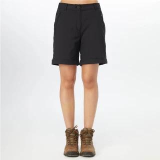 【Hilltop 山頂鳥】Advanture Outdoor Shorts 女款戶外休閒吸濕快乾彈性短褲 PS09XF72 黑