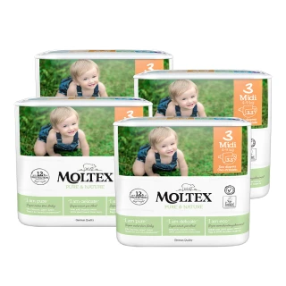 【MOLTEX舒比】黏貼型無慮紙尿褲S-33片x4包-箱購(歐洲原裝進口嬰兒紙尿褲)