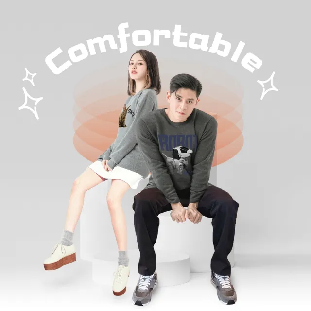 【MI MI LEO】長袖上衣 大學T 品牌LOGO 男款 女款 多款任選(大學tee 刷毛 保暖 深灰 淺灰)