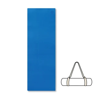 【Mukasa 慕卡莎】TPE瑜珈墊 6mm - 海藍 + 兩用瑜珈墊揹繩 - 燕麥色(初學者瑜珈墊組合)