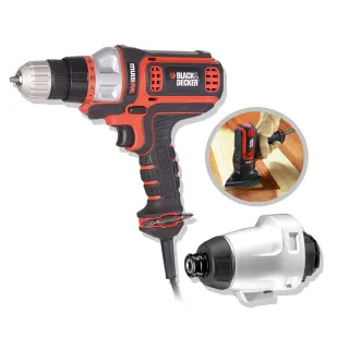 【Black+Decker】組合 350W多功能可換頭惡魔機+衝擊電鑽頭