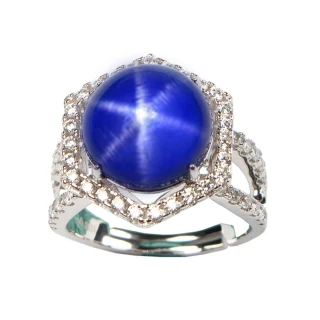 【Hommy Jewelry】巴黎貴婦｜藍寶石戒指(法國星鑽 六道星芒)