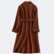 【巴黎精品】毛呢大衣羊毛外套(長版修身繫帶純色女外套3色p1aq61)