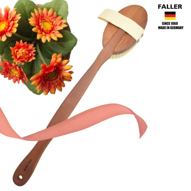 【FALLER 芙樂】德國製梨木木白豚鬃筋膜按摩乾刷可拆式(乾刷/沐浴按摩美容/雙11)