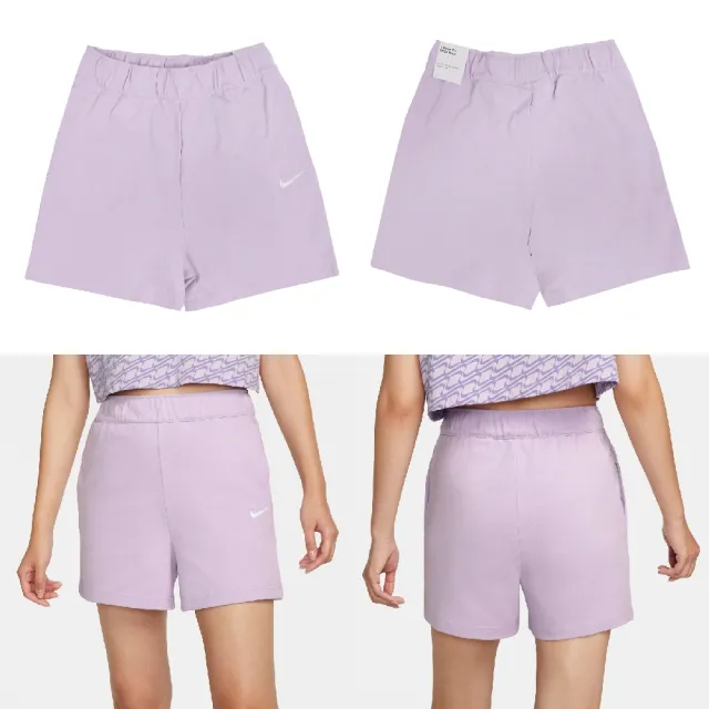 【NIKE 耐吉】短褲 NSW JRSY Shorts 女款 紫粉 休閒 小Logo 重磅 褲子(DM6729-530)