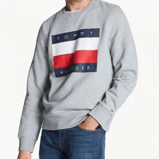 【Tommy Hilfiger】TOMMY 經典印刷LOGO鋪棉大學T恤 上衣-灰色(百搭爆款/可男女搭配/平輸品)