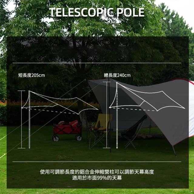【CLS 韓國】鋁合金伸縮營柱(32mm 240cm 天幕營柱 彈扣式伸縮營柱)