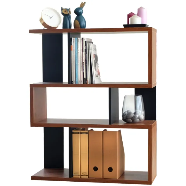 【EASY HOME】台灣製 -厚板三層收納展示書櫃-工業胡桃色+黑色(書櫃 收納櫃 置物櫃 書本收納 展示櫃)