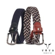 【VOVA】台灣總代理 休閒型男牛皮編織穿針皮帶-藍色(VA011-003)