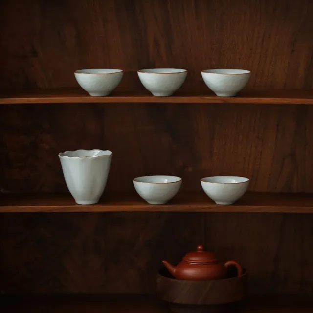 【美味好伙伴】汝窯茶杯禮盒 一海五杯(茶杯 茶具 茶壺 泡茶壺)