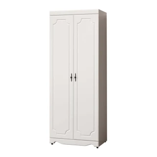 【文創集】奈瑪莎法式白2.7尺二門內雙吊衣桿高衣櫃