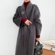 【巴黎精品】毛呢大衣羊毛外套(純色寬鬆繫帶長款女外套3色p1aq64)