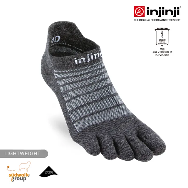 【Injinji】Run輕量羊毛五趾隱形襪NX[石板灰]NAA0794(輕量款 慢跑 五趾襪 羊毛襪 隱形襪)