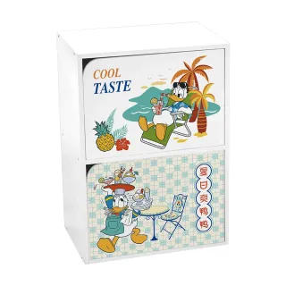 【SONA森那家居】Disney 迪士尼 唐老鴨夏日系列加大加寬二層二門櫃 雙層櫃 置物櫃 木櫃(42.5*29.5*60.5)