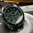 【COACH】COACH蔻馳男錶型號CH00123(墨綠色錶面銀黑錶殼深黑色真皮皮革錶帶款)